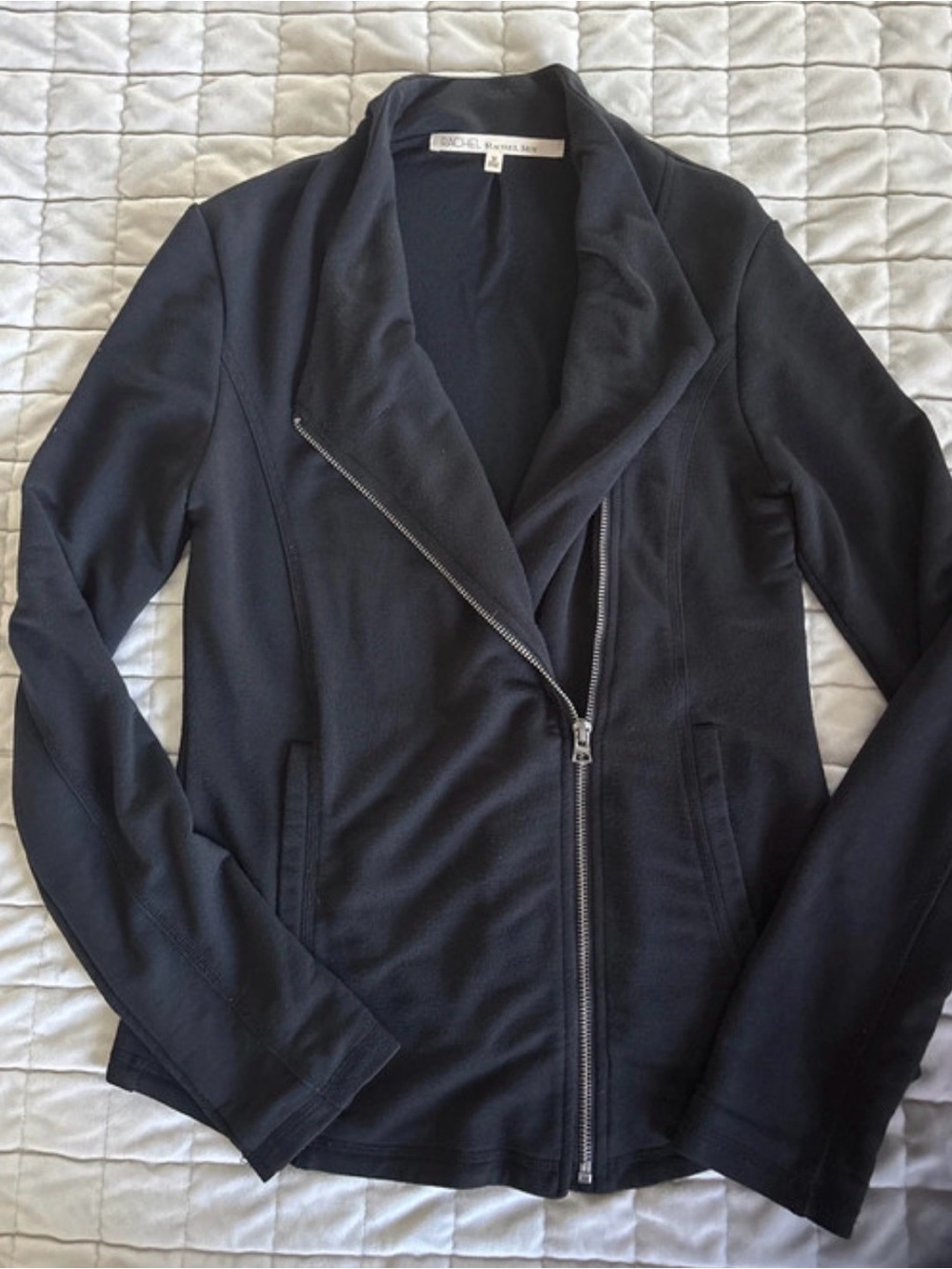 RACHEL Rachel Roy Black Asymmetrical Zip Moto Jacket